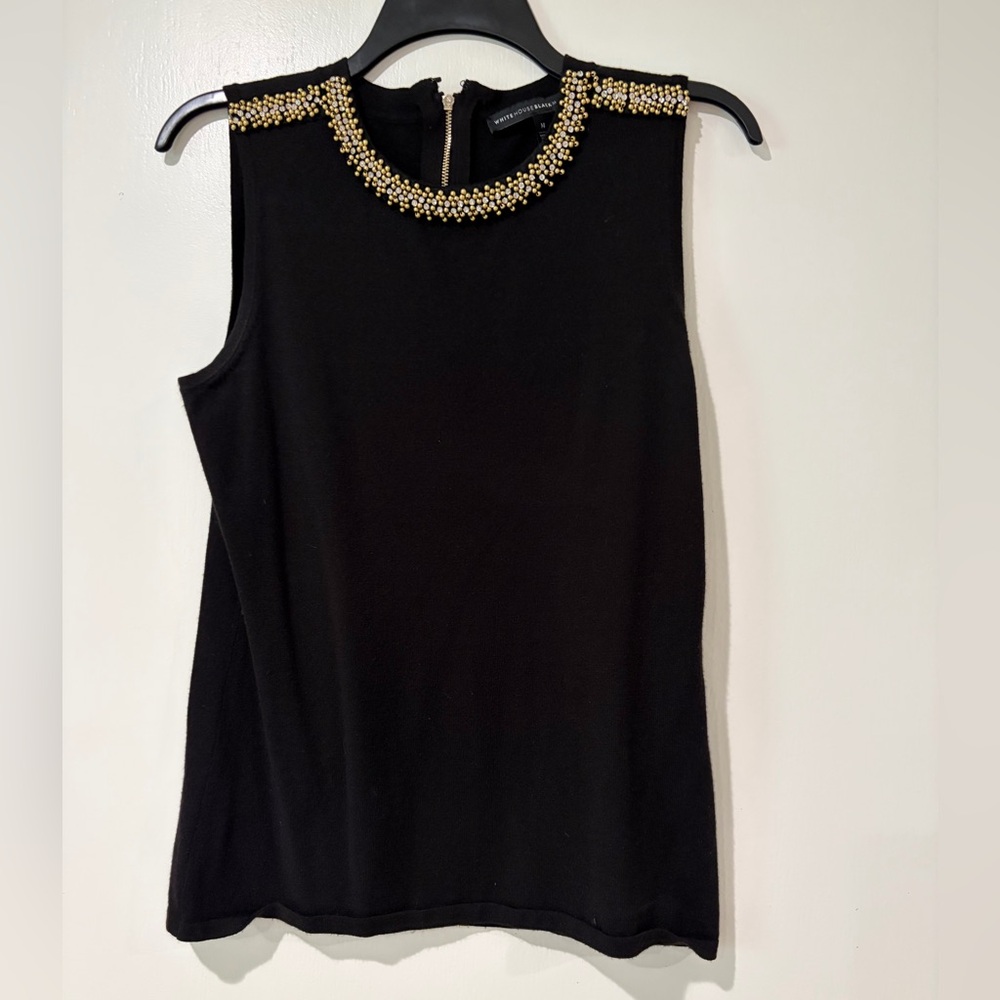 White House black market sleeveless beaded sweater top.